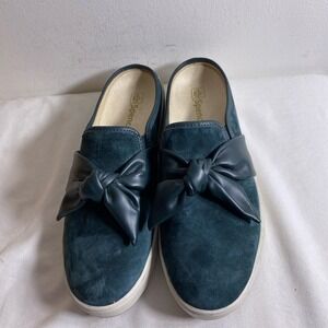 Spenco‎ Teal Suede Bow Mules Slip On Sneakers Women Size Unknown